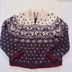 Janie and Jack Fair Isle Wool Blend Zip Sweater Kids 3T Winter Nordic Knit